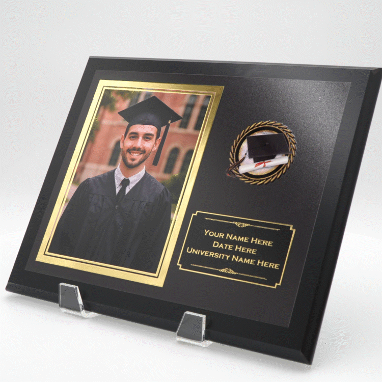 Graduation plaque featuring PhotoGlo finishes